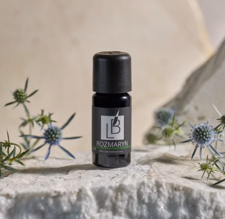 Naturalny olejek eteryczny z rozmarynu Blavender w fioletowym szkle Miron